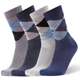 F Y V Men Formal Regular/Crew/Calf Length Cotton Socks, Argyle, Pack Of 4