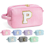 YOOLIFE Initial Cosmetic Bag for Women - Monogram Cute Pink Makeup Bags Toiletry Pouch Make Up Case for Women Her Best Friend Fr