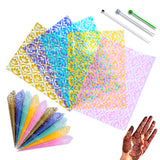 Saairaa Organics PreCut Printed Frozen Cellophane Sheets for Mehndi Cones | 30 Micron, 6.75 x 5 (100 Sheets) | Multi colour F