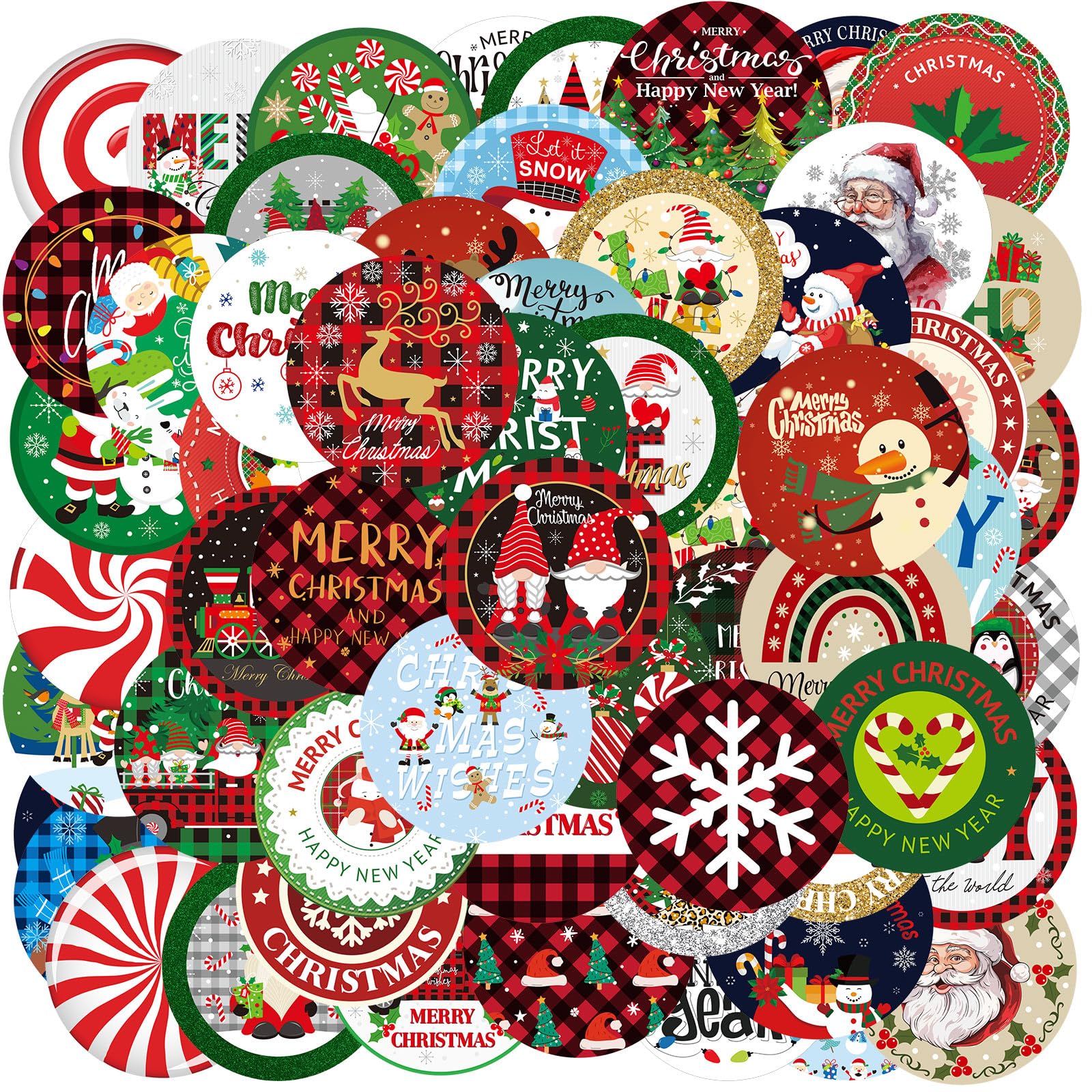 Harloon 120 Pcs Christmas Cardstock Cutouts 3 Inch Round Cutouts with 60 Styles Colorful Bulletin Board Decorations Table Dots f