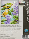 Dimensions Goldfinch and Lilacs Counted Cross Stitch Kit, 14 Count White Aida, 5 x 7