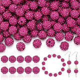 160pcs 10mm Rhinestone Beads for Jewelry Making, Fuchsia Shiny Round Disco Ball Beads Bulk, Sparkle Crystal Clay Christmas for B