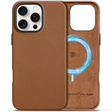 SHIELDON Case for iPhone 16 Pro Max 6.9 2024, Genuine Leather/Magnetic Wireless Charging/Anti-Scratch/Non-Slip Grip/Shockproof/S
