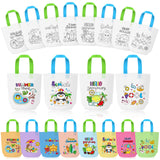 Summer Coloring Goodie Bags for Kids - 24Pcs Hello Summer Beach Bulk Color Your Own Gift Bags with Handle Pool Theme Reusable Co