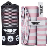 Hero Microfiber Towel for Travel, Camping, Beach, Gym - 24X 48(Includes Bonus Washcloth)