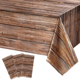 Tatuo 3 Packs Natural Wood Grain Tablecloths Rustic Plastic Table Covers for Rectangle Table, Vintage Farmhouse Style Tablecloth