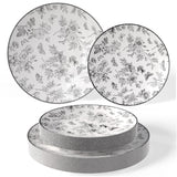 Trendables Disposable Plates For Party Supplies | Black Floral Plastic Plates For Wedding 80 Pcs - 40 X 8 & 40 X 10 Dinner Plate