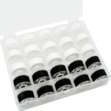 New brothread 25pcs 15White+10Black 60S/2(90WT) Prewound Bobbin Thread Plastic Size A SA156 for Embroidery and Sewing Machines D