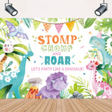 LIGHTINHOME Cartoon Dinosaur Backdrop 7Wx5H Feet Watercolor Cute Dino Tropical Jungle Kids Birthday Baby Shower Party Photograph