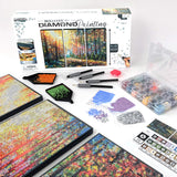 ArtSkills Diamond Painting Kit, Diamond Art Ready to Hang Framed Canvas with Storage and Accessory Kit, Forest, 3 Stretched Canv