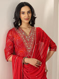 Libas Women'S Silk Blend Kurta Sets (400601_Red_Xl)