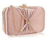 Adisa Bow Formal Party Clutch With Gold Chain For Women And Girls (Cl102-Pin_Pink Taupe),Pink Taupe,,B0CLJHXW6M