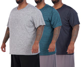 3 Pack: MenAs Big and Tall Tech Stretch Short Sleeve crew Quick Dry Fit TShirt Wicking Active Athletic gym Top Size clothes Lou