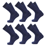 Cotson Calf Length, Full Length, High Length Pure Cotton Plain Solid Navy Color Formal Socks For Men And Boys Pack Of 6 Pairs,