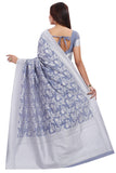 Glory Sarees Womens Banarasi Artificial Silk Saree With Blouse Piece (Kara124-Grey_Grey)