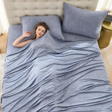 OMERAI Queen Sheet Set, 4 Piece Bed Sheets for Hot Sleeper, Breathable & Cooling, Includes 1 Fitted Sheet, 1 Flat Sheet and 2 Pillowcases, Blue