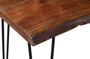 Jofran Nature'S Edge Modern 54'' Solid Wood Live Edge Desk With Drawer For Work Or Home, Chestnut