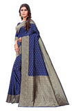Sugathari Womens Banarasi Saree Pure Kanjivaram Silk Saree Soft New Ladies 2023 Design Wear Sarees Latest Cotton Party Sari Collections With Blouse Piece For Wedding Sadi (Sam Pari-113 Navy Blue) Navy Blue Free Size Traditional Party Wear Saree