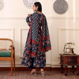 Gosriki Women'S Rayon Viscose Anarkali Printed Kurta With Pant & Dupatta (Minari Blue-Gs_M_Blue_Medium),Blue,,B0DXKZHB4B