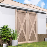 DIYHD 20FT Ceiling Mount Outdoor Double Sliding Barn Door Hardware,Heavy Duty Box Track Kit for Exterior Use,Max Load 330lbs,Fit