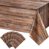 Tatuo 6 Packs Natural Wood Grain Tablecloths Rustic Plastic Table Covers for Rectangle Table, Vintage Farmhouse Style Tablecloth