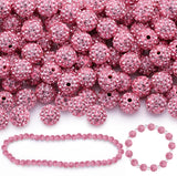 100 Pcs Dark Pink Rhinestone Beads for Jewelry Making, Sparkle Crystal Clay Christmas for Bracelet Baseball Necklace Earring Cra