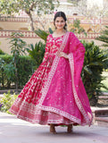 Wedani Georgette Embroidered Work Anarkali Kurta Set For Women (In Alpha M Regular Pink),PINK,M,Georgette,Anarkali,