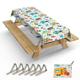 Jolly Camper Extra Thick Camping Tablecloth with Clips & Storage Bag, Picnic Tablecloth, Fits 4ft to 8ft Picnic Tables, Polyeste