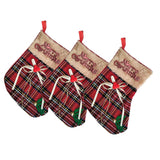 Forty Wings 3 Pcs Plaid Chaicks Candy Bag and Stocking Socks Treat Bag Goody Bag Gift Wrappig Bag Santa Claus Haversack Bags Chr