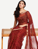 Satrani Womens Chiffon Saree With Blouse Piece (1471St132_Maroon_One Size)