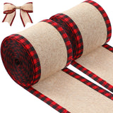 2 Rolls Christmas Buffalo Plaid Wired Edge Ribbons Christmas Tree Burlap Fabric Craft Wrapping Ribbon with Checkered Edge, 216 I