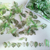 420PCS Green Acrylic Leaf Beads for Jewelry Making - Bulk Botanical Leaf Charms, Transparent Glass-Look Plant Beads for Earrings