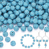 150 pcs 10mm Rhinestone Beads for Jewelry Making, Aquamarine Shiny Round Shamballa Disco Beads Bulk, Sparkle Crystal Clay Christ