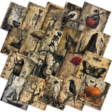HunnmingRe 20 Pcs 10x10 Halloween Quilting Fabric Square Skeleton Butterfly Rose Heart Quiltted Fabric Bundle Black Precuts 