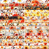 30pcs Thanksgiving Fall Fabric 10 x 10 Inch Cotton Fabric Bundles Maple Leaf Pumpkin Floral Plaid Stripe Squares Autumn Thanksgi
