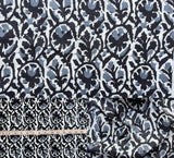 Indian Hand Block Print 60/60 Black 100% Cotton Fabric by The Yard, Lightweight Floral Quilting & Sewing Fabric for Dressmaking,