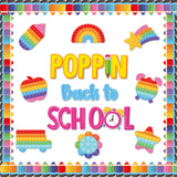 AgincBerry 82PCS POPPIN Back to School Classroom Bulletin Board Set, Pop Fidget Toy Cutouts and Pencil Trim Boarder, First Day o