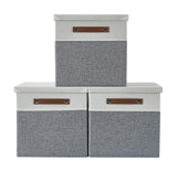 Decomomo Storage Cubes With Lid [3-Pack] Large Storage Box, Stackable Storage Bin With Dual Handles For Organizing Toys Books Sh