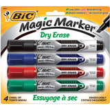 BIC Chisel Tip Dry Erase Magic Markers (GELITP41AST), 0.875 H x 6.85 L x 5.215 W