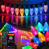 Dazzle Bright Smart C9 Christmas Outdoor Lights, 100 LED 66 FT RGB String Light with Remote, App Control, Music Sync, Connectabl