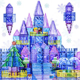 SKTMYY Magnetic Tiles,114pcs 3D Diamond Princess Ice Castle, Magnet Tiles for Kids Age 3-5 4-8,STEM Educational Toys for Girls K
