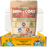 Skin and Coat Supplement with Fish Oil and Omega 3 for Dogs and Cats - Dog Itch Relief Pet Supplement for Shedding, Dry Itchy Sk
