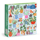 Galison Cats in The Houseplants - 500 Piece Jigsaw Puzzle Featuring Beautiful Artwork of Cats Nestled Amongst Houseplants