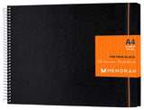 MENORAH A4 Black Sketchbook for Artist 250 GSM Metal Spiral Bound Sketch Book (84 Pages/42 Sheets) (Size 21.0 x 29.7