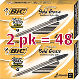 Bic Cristal Bold, 1.6 mm Ball Pen, Black Pack of 48 (MSBP241BKx2)