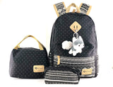 UScarmen Boy Girl School Backpack Canvas Lunch Bag Pouch Bag 3 Pcs Set for College Students or Business Professionals Stylish Li