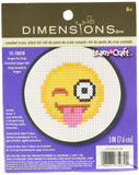 Dimensions Winking Tongue Out Emoji Mini Counted Cross Stitch Kit for Beginners, 11 Count White Aida, 3D
