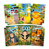 Codersparadise Jungle Animal MakeAFace Sticker Activity Set, 12 Sticker Sheets, Lion, Tiger, Monkey, Giraffe, Gorilla & Hippo 
