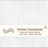 Crafasso 12 x 12 300gms Heavy & Premium Glitter cardstock, 15 Sheets, White