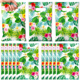 Fuutreo 100 Pcs Luau Hawaii Party Favor Bags Tropical Themed Palm Leaf Plastic Gift Treat Candy Goodie Bags with Handle for Summ
